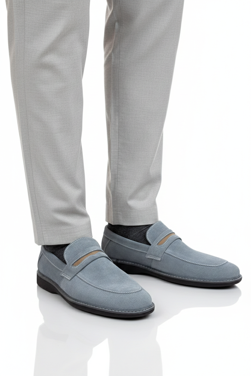 Slip into timeless charmImported Leather Nubek with rubber sole shoes 5879